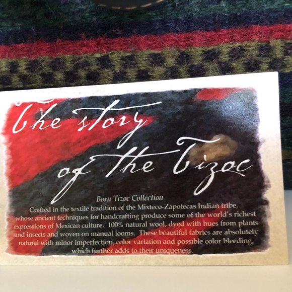 BORN Wool Navy Leather Southwestern Boho Tote Shopper Bag - Picture 4 of 11